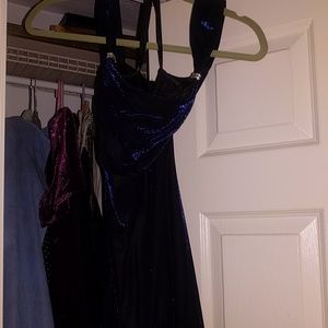Women's Black&Blue Long Formal Dress Size 8
